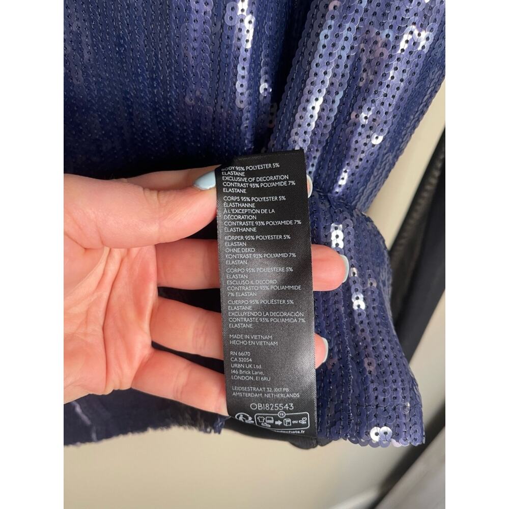 Maeve by Anthropologie Long-Sleeve Sheer Sequin Top in Black and Blue M - Picture 8 of 9